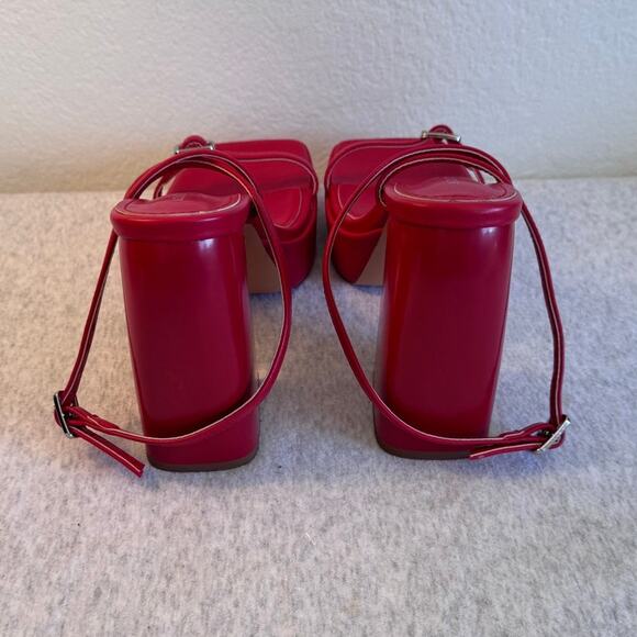 Azalea Wang Lennox Strappy Platform Sandal Heels in Red Size 8.5 - Picture 5 of 7